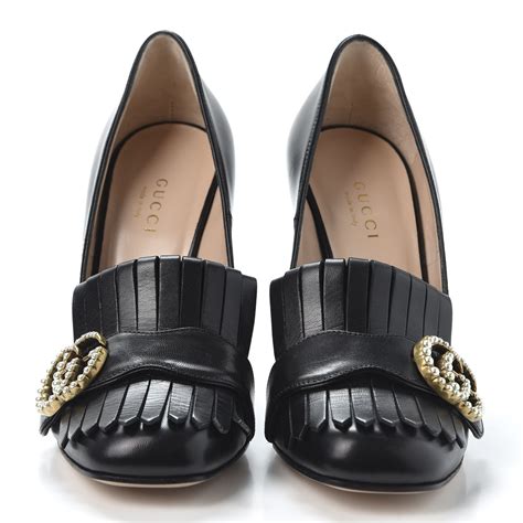 gucci marmont pearl gg loafers|Gucci fringe loafer.